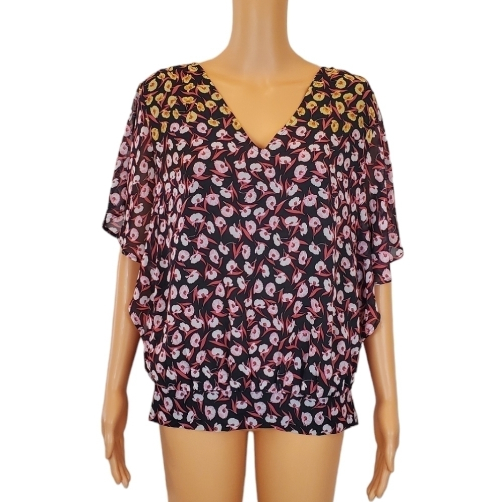 Ann Taylor factory floral short sleeve blouse